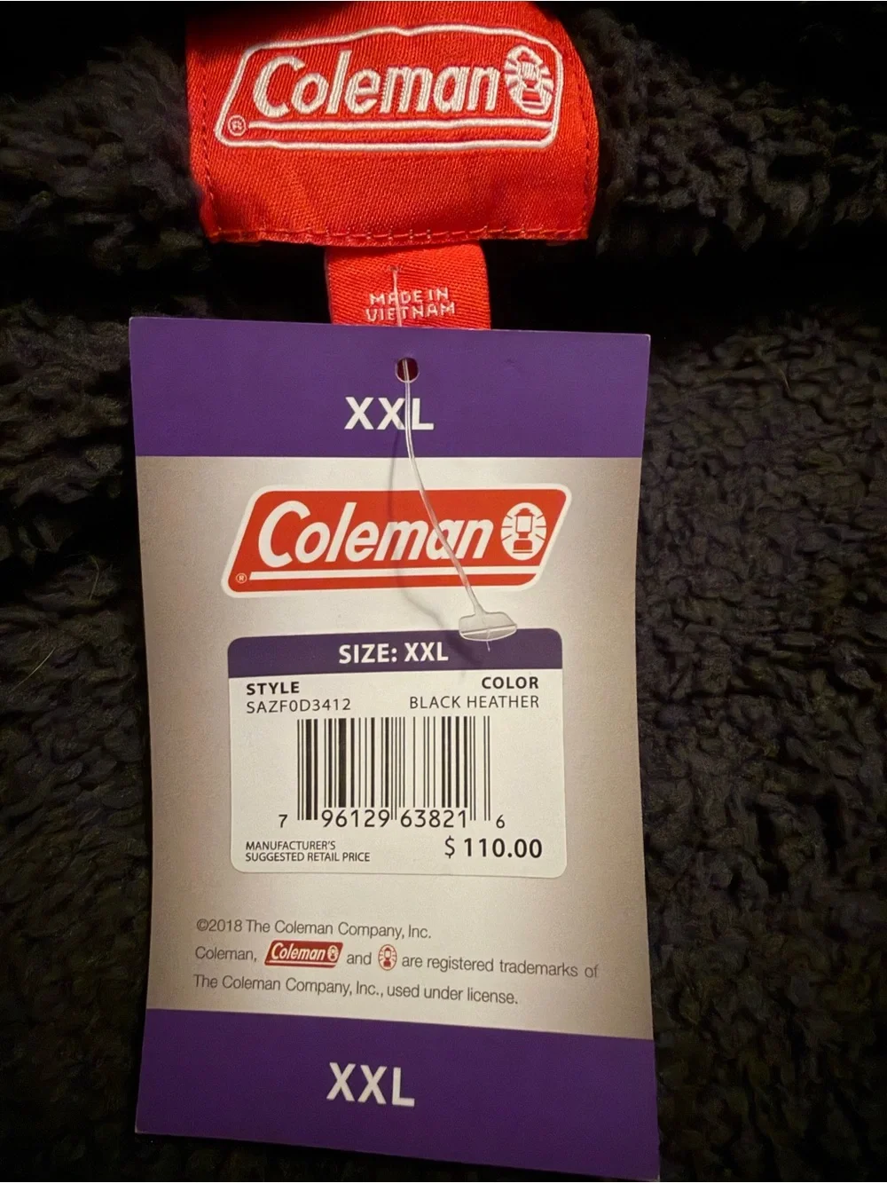 Coleman Black Sherpa-Lined Hooded Jacket with Red Label